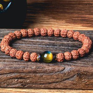 Buddhist Bracelet,Wood Bracelet,Rudraksha Bracelet,Mala Bracelet